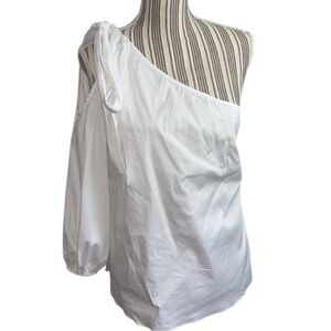 WHBM 12 off one shoulder, cold shoulder with 3/4 sleeve with bow tie straps